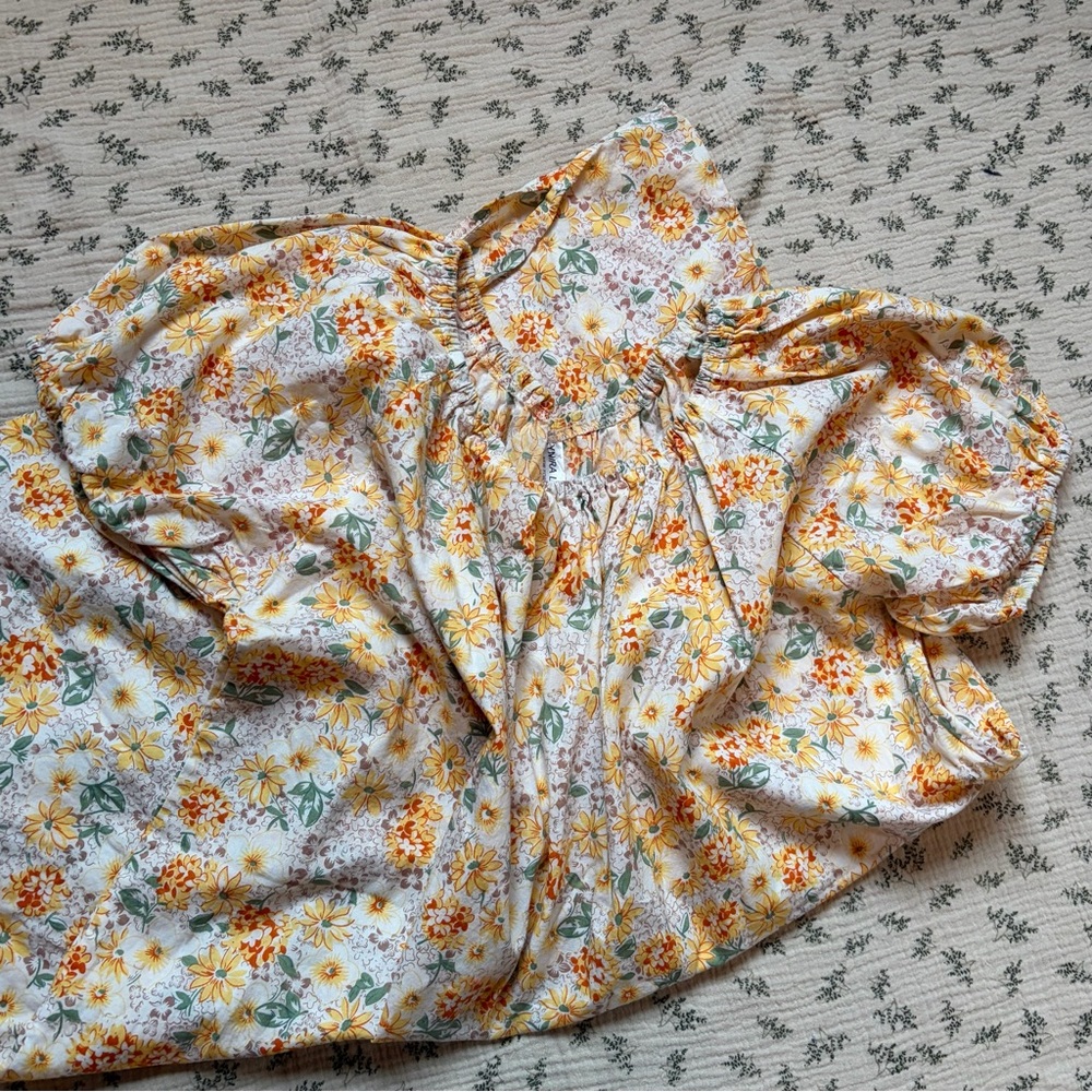 Floral Print Dress with Puff Sleeves